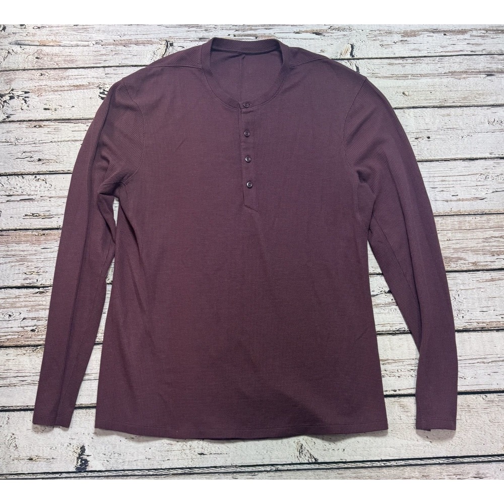 Lululemon Shirt Mens Large? Shift Stitch Henley Thermal Waffle Knit Performance
